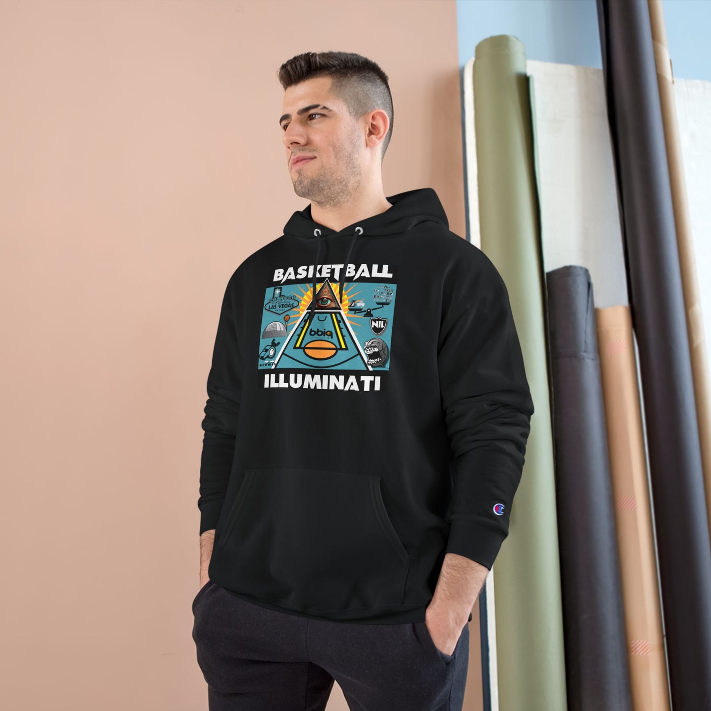 Basketball Illuminati Hoodie — Graphic Sports Conspiracy Pullover